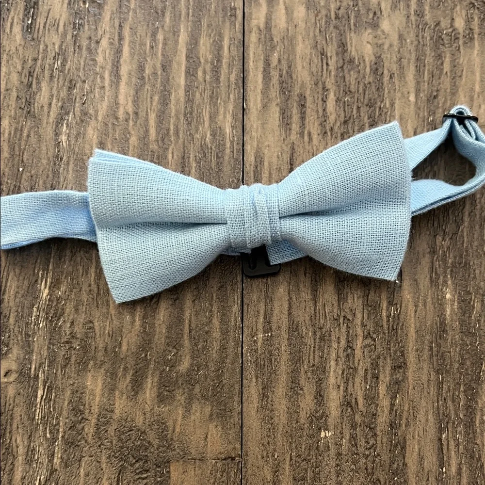 Janie and Jack Pink and Light Blue Bow Tie Set with Pink Pocket Square
